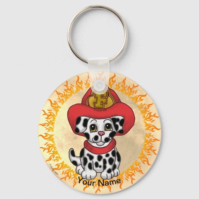 Porte-clés Pompier Chien Chiot  (Recto)