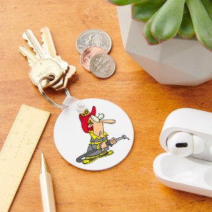 Porte-clés Pompier drôle avec réponse d'urgence à tuyau