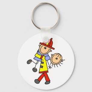 Porte-clés Pompier Stick Figure Sauveteur de Vies