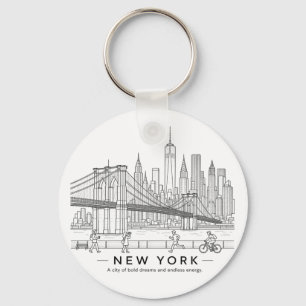 Porte-clés Pont de Brooklyn New York Minimaliste Art en Ligne