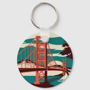 Porte-clés Pont d'or de style Vintage San Francisco