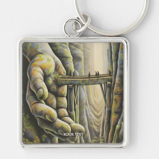 Porte-clés Pont main en pierre mignon Imaginaire (Devant)