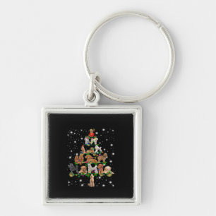 Porte-clés Poodle Arbre De Noël Couvert De Lampe De Feu