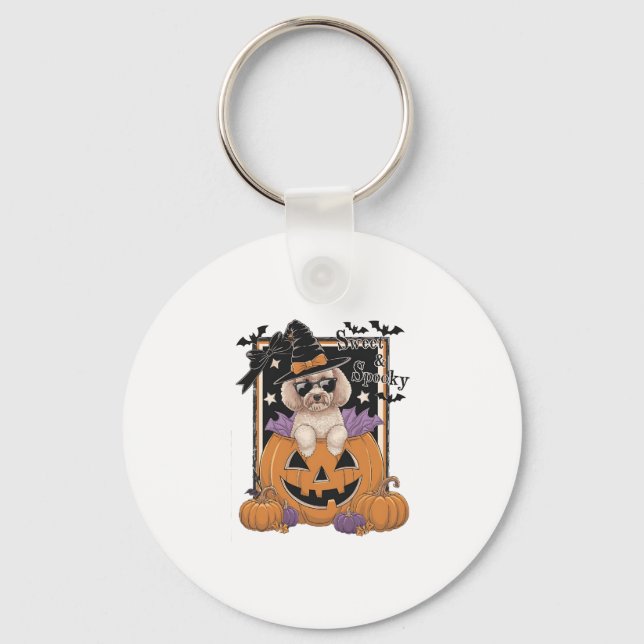 Porte-clés Poodle doux et Éffrayant et Citrouille (Recto)