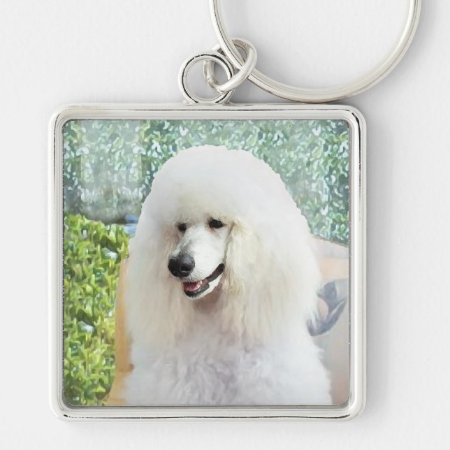 Porte-clés Poodle Standard Blanc (Devant)