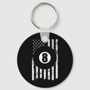Porte-clés Pool Snooker Billard Joueur 8 Ball Usa Américain