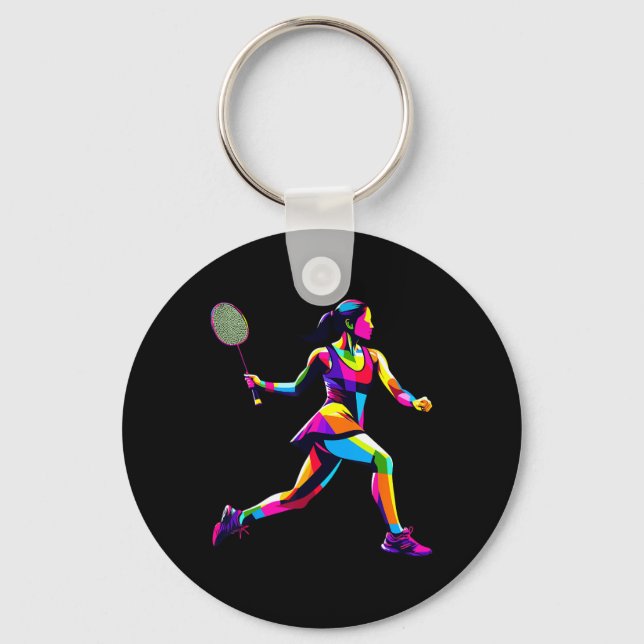 Porte-clés Pop Art Badminton Player Shutter Femmes Badmintone (Recto)