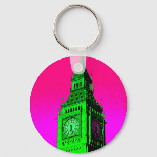 Porte-clés Pop Art Big Ben Londres Voyage rose Vert
