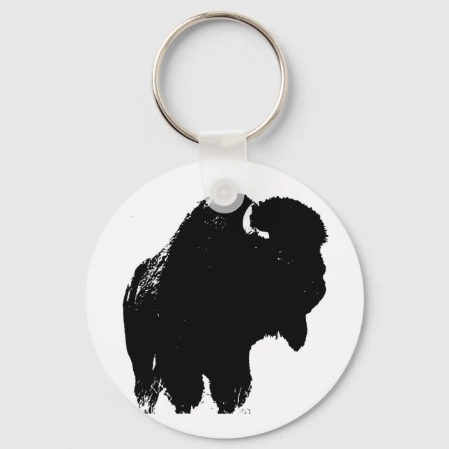 Porte-clés Pop Art Buffalo Bison Silhouette (Recto)