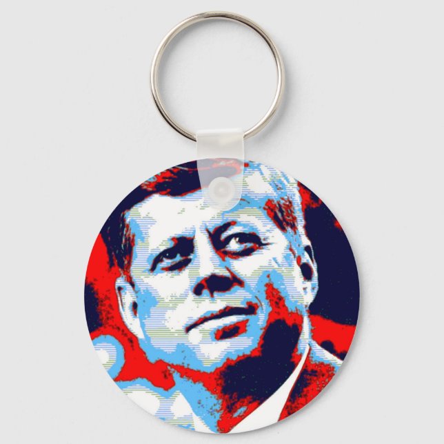 Porte-clés Pop Art JFK John F. Kennedy Red Blue (Recto)