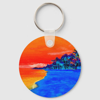 Porte-clés Pop Art Plage Exotique Palmiers