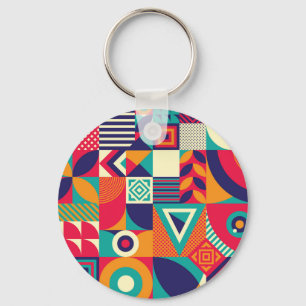 Porte-clés Pop formes géométriques abstraites, motif transpar