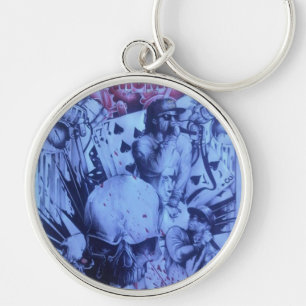 Porte-clés Pop Musicians Blue Purple Art Imprimer