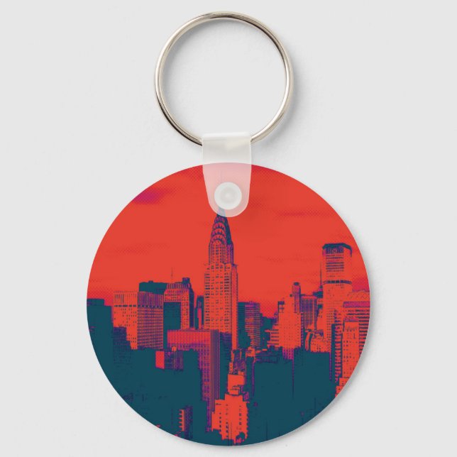 Porte-clés Pop Style Rouge Retro Art New York City (Recto)