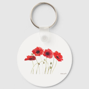 Porte-clés Poppies aquarelle Fleurs rouges Fleurs rouges Fête