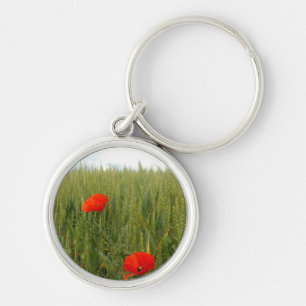 Porte-clés Poppies dans un anneau de clé de champ de blé