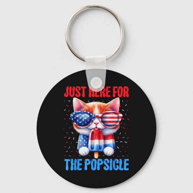 Porte-clés Popsicle 4 juillet Chat Américain Drapeau Patriot (Recto)