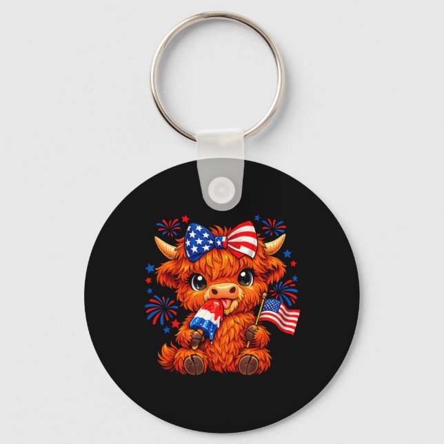 Porte-clés Popsicle de vache Highland découpée patriotique du (Recto)