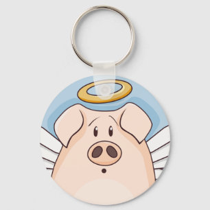 Porte-clés Porc mignon d'ange de bande dessinée