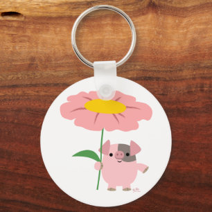 Porte-clés Porcelet mignon de bande dessinée avec le porte -