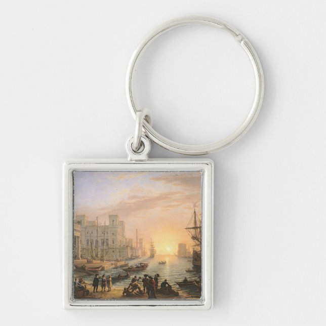 Porte-clés Port maritime au coucher du soleil, 1639 (Devant)