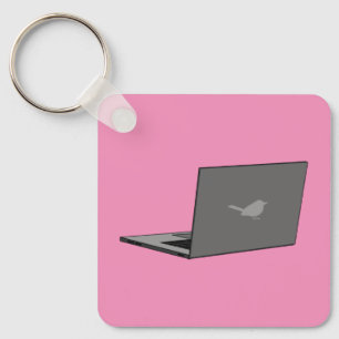 Porte-clés Portable gris avec logo d'oiseau