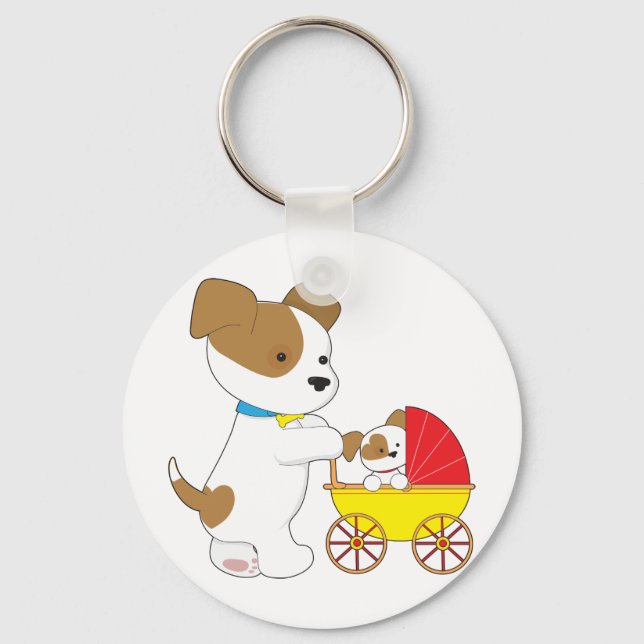 Porte-clés Porte-bébé avec chiot mignonne (Recto)