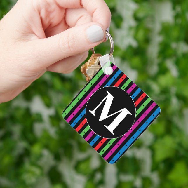 Porte-clés Porte - clé à bandes colorées avec Monogramme (main)