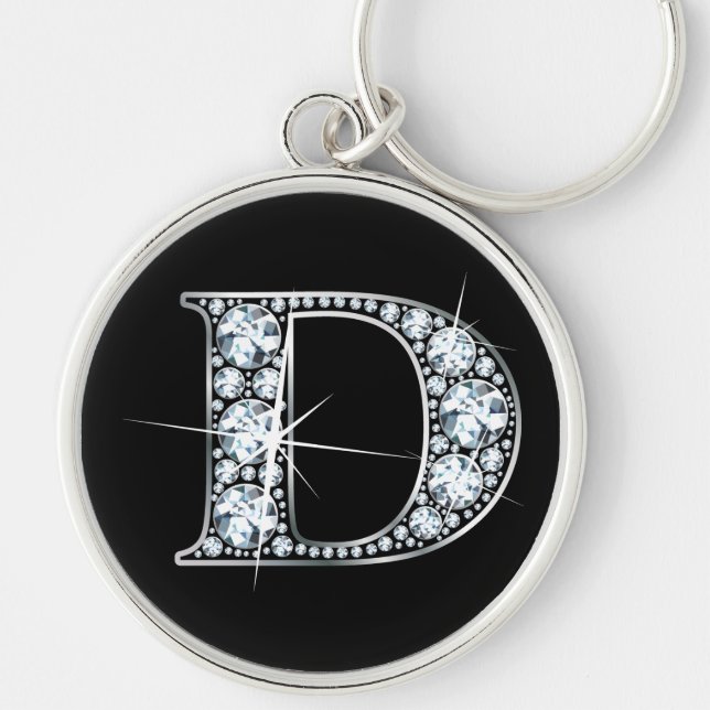 Porte-clés porte - clé à bille de diamant "D" (Devant)