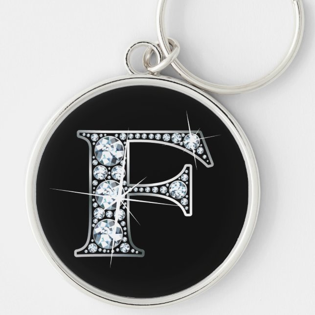 Porte-clés porte - clé à bille de diamant "F" (Devant)