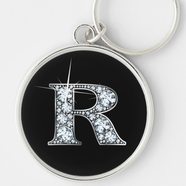 Porte-clés porte - clé à bille de diamant "R" (Devant)
