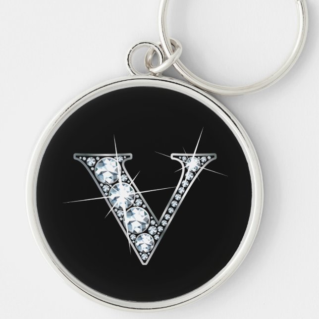 Porte-clés porte - clé à bille de diamant "V" (Devant)