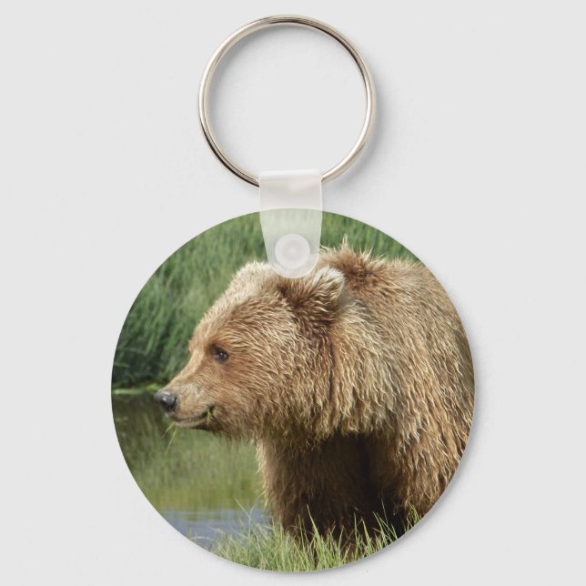 Porte-clés Porte - clé à boutons avec ours grizzli (Recto)