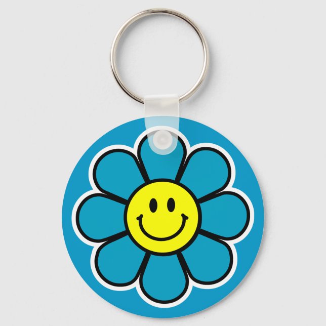 Porte-clés Porte - clé à fleurs (bleu) (Recto)