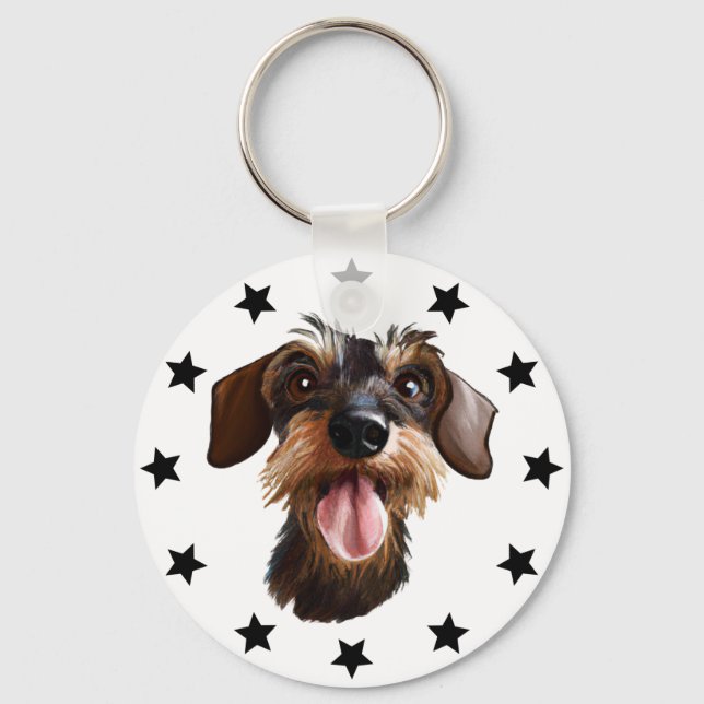 Porte-clés Porte - clé à poils durs Dachshund Stars (Recto)