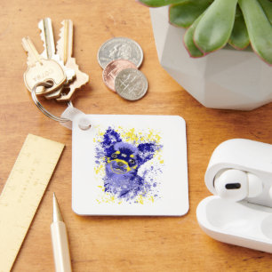 Porte-clés Porte - clé Abstrait du Chihuahua bleu