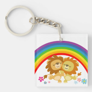 Porte-clés Porte - clé acrylique aux Lions Tango-Cute Arc-En-
