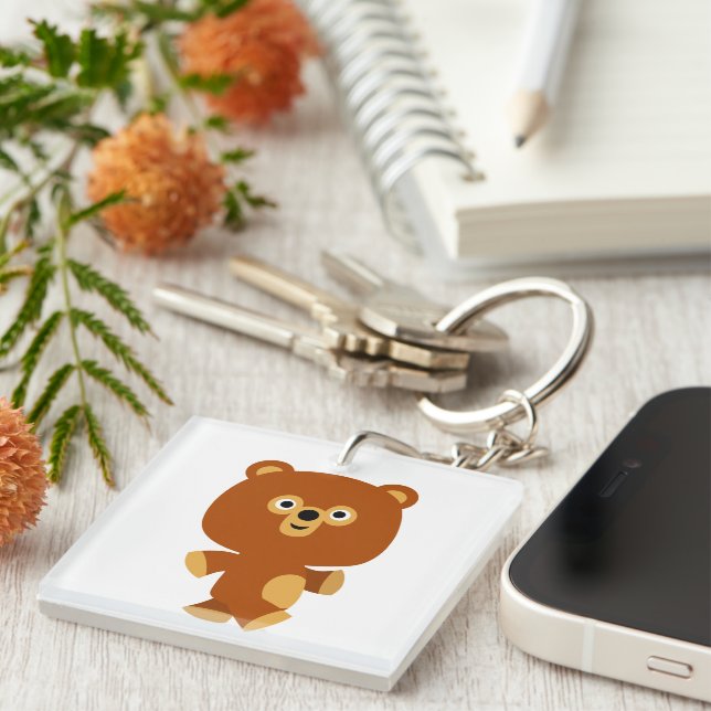 Porte-clés Porte - clé acrylique de l'ours assertif mignon (Devant Droit)