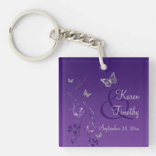 Porte-clés Porte - clé acrylique floral de papillon gris
