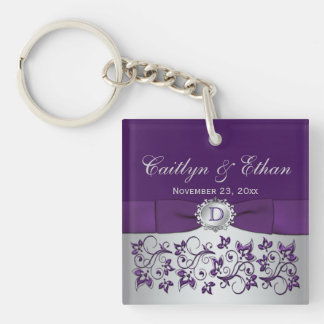 Porte-clés Porte - clé acrylique monogramme gris violet