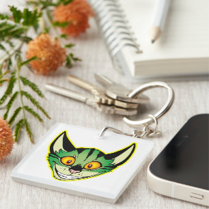 Porte-clés Porte - clé acrylique pour chat de dessin fluoresc