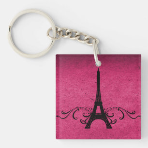 Porte-clés Porte - clé acrylique rose Vintage français