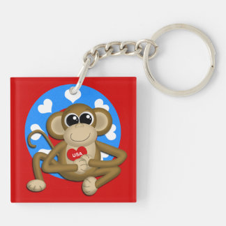 Porte-clés porte - clé acrylique singe 2 côtés Patriotique US