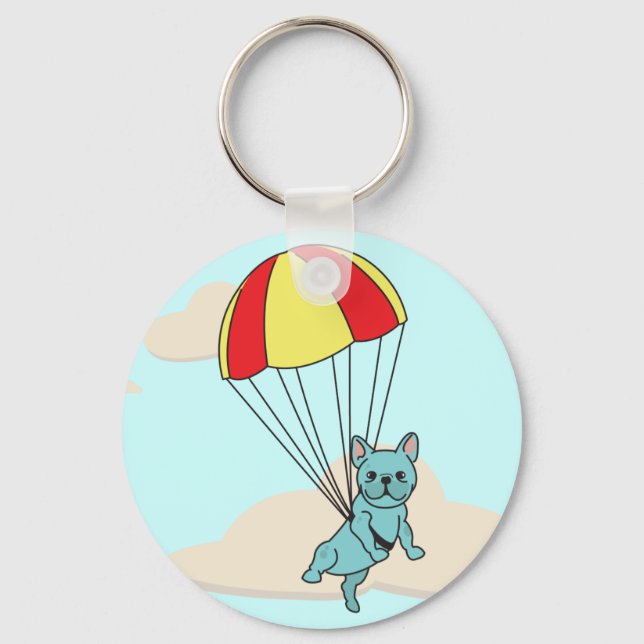 Porte-clés Porte - clé Amusant de Bulldog Bleu (Recto)