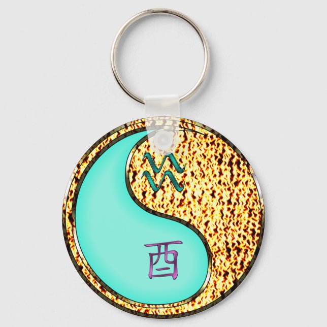 Porte-clés Porte - clé Aquarius & Fire Rooster (Recto)