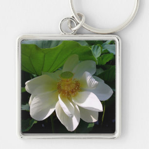 Porte-clés Porte - clé avec délicate fleur de Lotus blanche