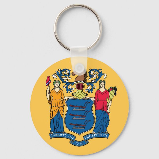 Porte-clés Porte - clé avec drapeau de l'État du New Jersey (Recto)