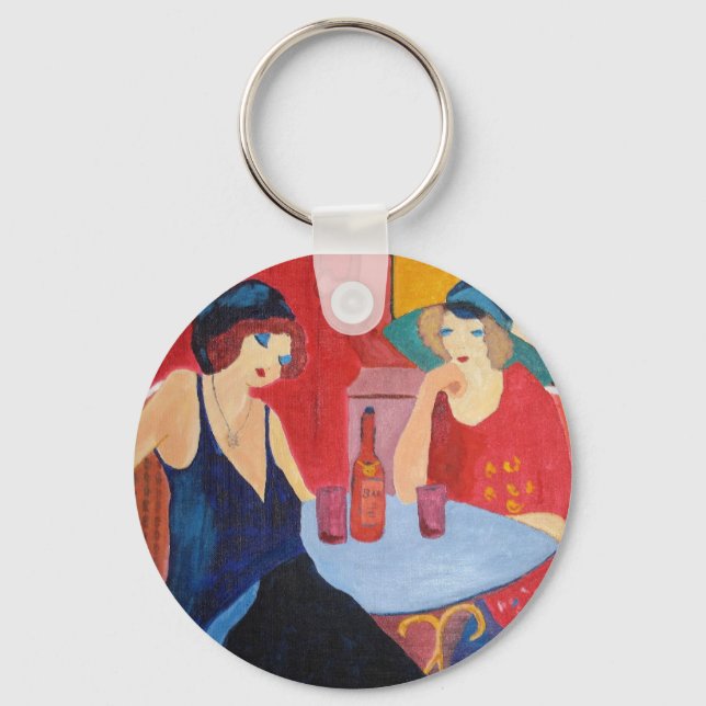 Porte-clés Porte - clé avec femmes à café (Recto)