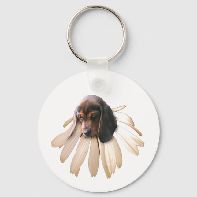 Porte-clés Porte - clé beagle (Fleur blanche) (Recto)