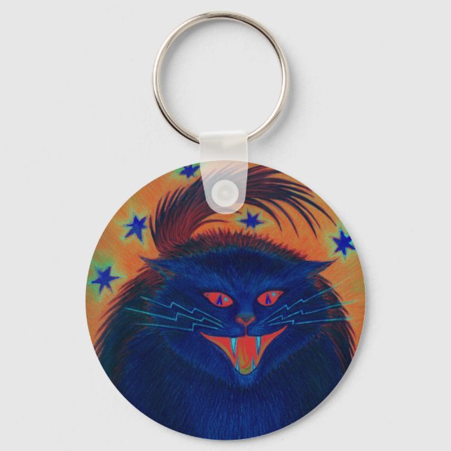 Porte-clés Porte - clé bleu chat effrayant (Recto)